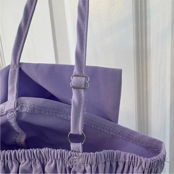 Lavender Purple Bow Crop Top Sleeveless Smocked Size 6 - Picture 8 of 14